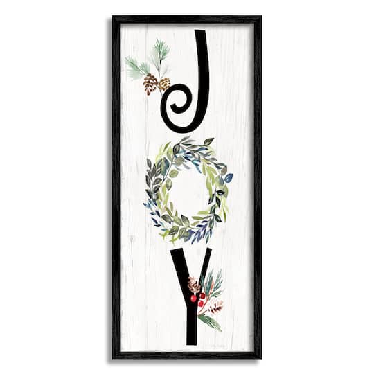 Stupell Industries Joy Seasonal Botanical Wreath Framed Giclee Art